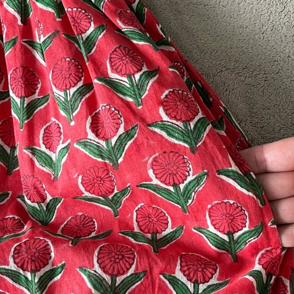 Mon Coco 100% Cotton Smocked Floral Mini dress  with Puffed Sleeves Extra Small - Picture 13 of 16